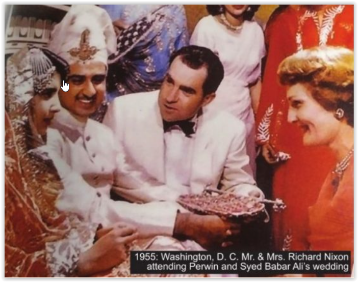 Syed Babar Ali's Wedding. President and Mrs. Richard Nixon can be seen attending the ceremony